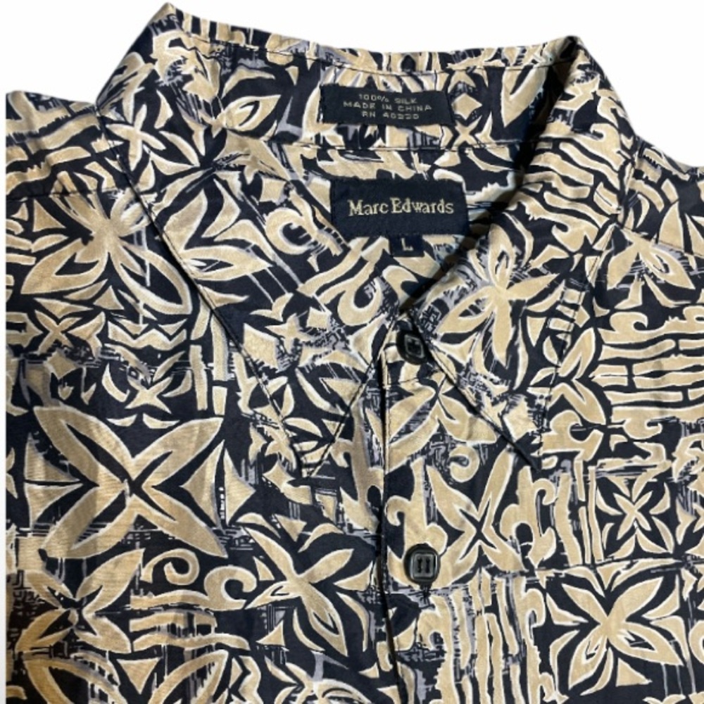 Men's Marc Edwards 100% Silk Shirt Size Large Hawaiian Vacation Beach Summer